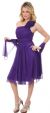 One Soulder Floral Accent Short Party Dress  in Purple